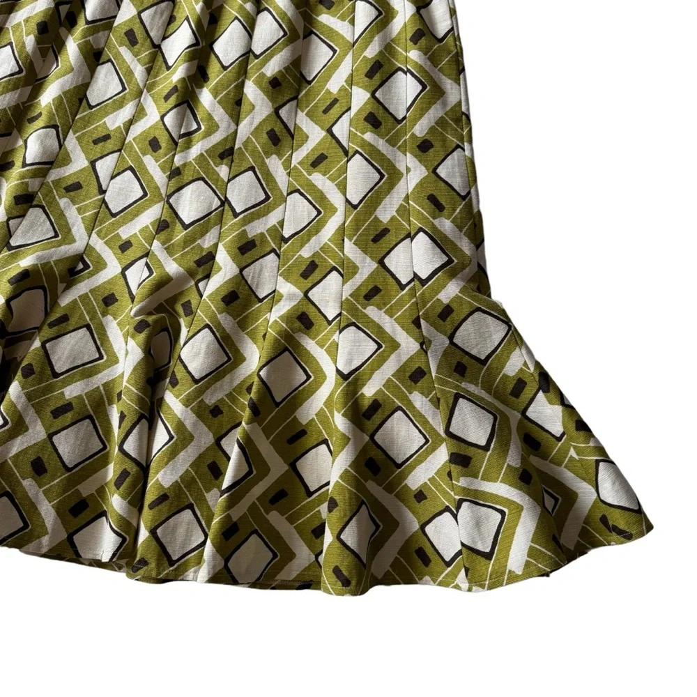 NWT Lafayette 148 Multicolor Geometric Print Silk Cotton Blend A Line Skirt - Picture 11 of 15